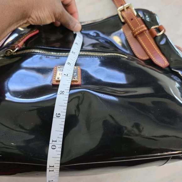VTG Dooney & Bourke Satchel Handbag Patent Leather Black Nina Large Y2k - Picture 6 of 14